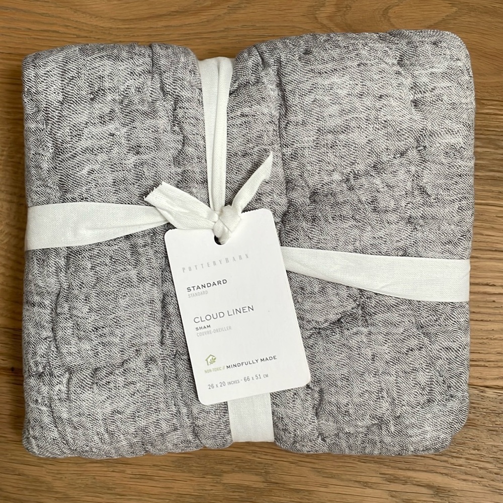 Pottery Barn Standard Cloud Linen Gray Pillow Sham, NWOT